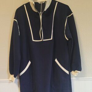 NWT Wenrine Retro Colorblock Quarter-Zip Pullover Mini Dress Small